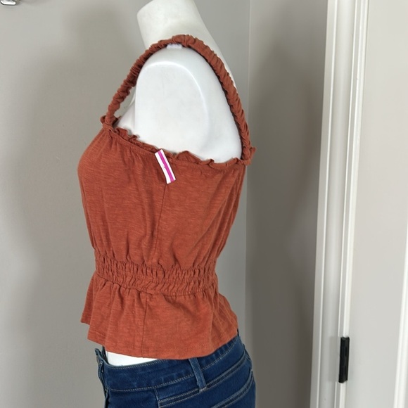 MARINE LAYER Dylan Smocked Sleeveless Top BAKED CLAY Orange Red Sz XS NEW - Picture 6 of 11